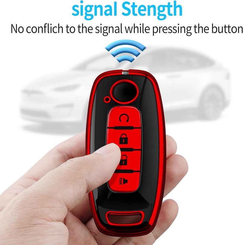 Tukellen for Nissan Key Fob Cover, Premium TPU Plated Case for 2023-2025 Pathfinder Rogue Ariya Versa Kicks Sentra Armada Murano Smart Remote Key Protector (Red, 4 Buttons-A) - Image 5